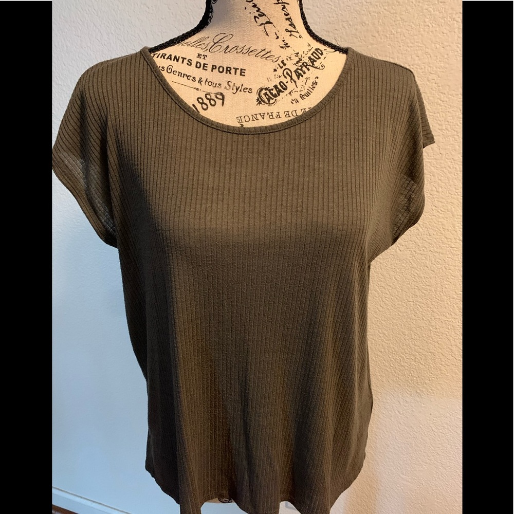 Forever 21 Green Ribbed Top Size Large